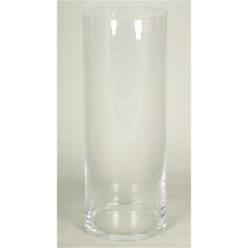 Cylindrical glass vase SANSA OCEAN, clear, 16"/40cm, Ø6"/15cm