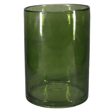 Cylindrical glass vase SANUA with bubbles, green-clear, 11"/27cm, Ø7"/18cm