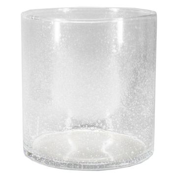 Cylindrical candle glass SANUA with bubbles, clear, 8"/20cm, Ø7"/19cm