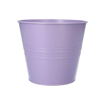 Round zinc pot MICOLATO with grooves, lilac, 6"/16cm, Ø7"/18,5cm