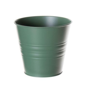 Round zinc pot MICOLATO with grooves, patina green, 4.7"/12cm, Ø5.3"/13,5cm