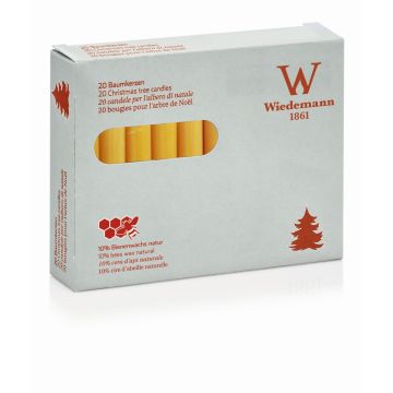 Household candles MEDIALA, 20 pcs, 10% beeswax, natural-yellow, 4"/10cm, Ø0.5/1,3cm, 2,5h