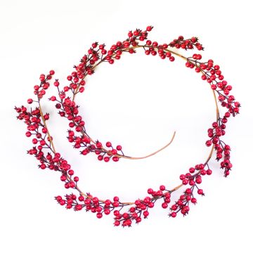 Decorative firethorn garland GASIRA with berries, red, 6ft/180cm