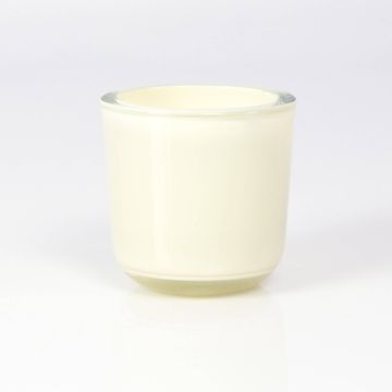 Small tealight glass / candle holder NICK, creme, 3.1"/8cm, Ø3.1“/8cm