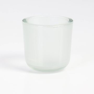 Small tealight glass / candle holder NICK, matt-clear, 3.1"/8cm, Ø3.1“/8cm