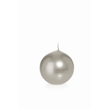 Ball candle ROSELLA, silver, Ø3.1"/8cm, 25h - Made in Germany