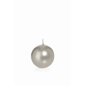 Ball candle ROSELLA, silver, Ø2.8"/7cm, 16h - Made in Germany