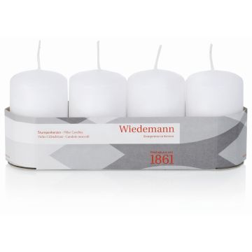 Advent candles JENARO, 4 pieces, white, 3.1"/8cm, Ø2"/5cm, 18h - Made in Germany