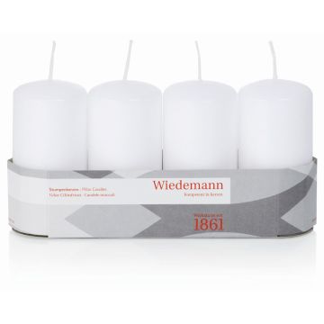Advent candles JENARO, 4 pieces, white, 4"/10cm, Ø2"/5cm, 23h - Made in Germany