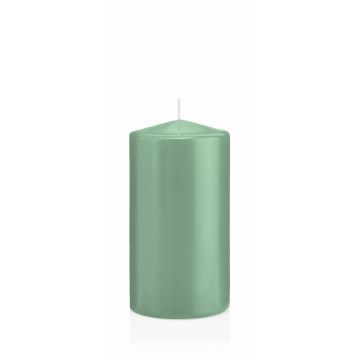 Votive candle / pillar candle MAEVA, green, 6"/15cm, Ø3.1"/8cm, 69h - Made in Germany