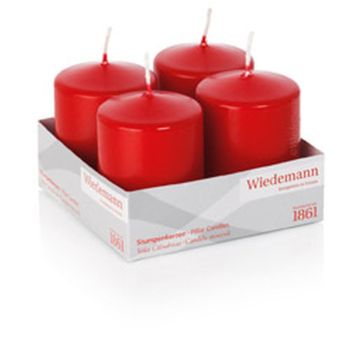 Advent candles JENARO, 4 pieces, red, 8cm, Ø6cm, 29h - Made in Germany