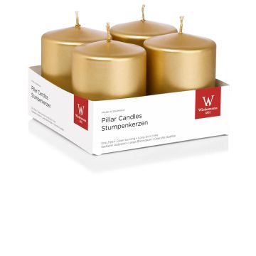 Advent candles JENARO, 4 pieces, gold, 8cm, Ø6cm, 29h - Made in Germany