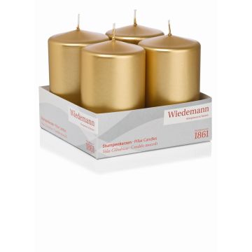 Advent candles JENARO, 4 pieces, gold, 10cm, Ø6cm, 33h - Made in Germany