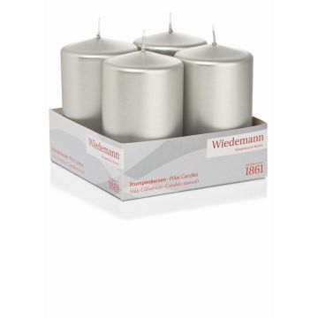 Advent candles JENARO, 4 pieces, silver, 10cm, Ø6cm, 33h - Made in Germany