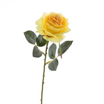 Artificial rose flower SIMONY, yellow, 18"/45cm, Ø 3.1"/8cm