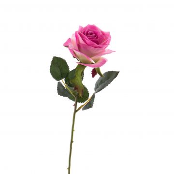 Artificial rose flower SIMONY, pink-pink, 18"/45cm, Ø 3.1"/8cm