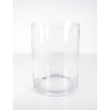 Cylinder vase SANSA EARTH of glass, clear, 9.8"/25cm, Ø7.3"/18,5cm