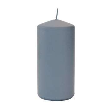 Pillar candle LYCANTHIA, Frosted Pastel, grey-blue, 5.9"/15cm, Ø 2.8"/7cm, 63h
