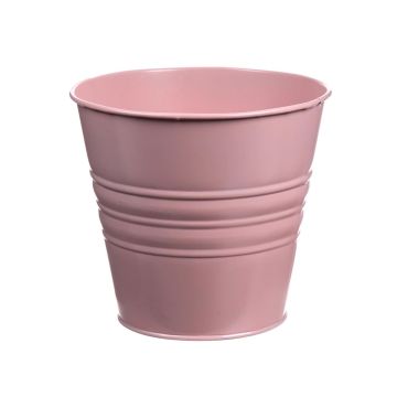 Round zinc pot MICOLATO with grooves, pink, 4.7"/12cm, Ø5.3"/13,5cm
