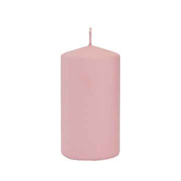 Pillar candle LYCANTHIA, Frosted Pastel, antique pink, 5"/13cm, Ø 2.8"/7cm, 52h