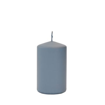 Pillar candle LYCANTHIA, Frosted Pastel, grey-blue, 3.9"/10cm, Ø 2.4"/6cm, 33h