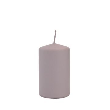 Pillar candle LYCANTHIA, Frosted Pastel, mauve, 3.9"/10cm, Ø 2.4"/6cm, 33h