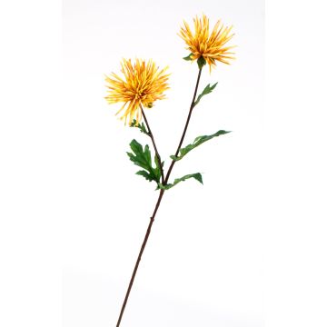 Textile flower chrysanthemum ESTELLE, yellow-orange, 28"/70cm, Ø 3.1"-4"/8-10cm