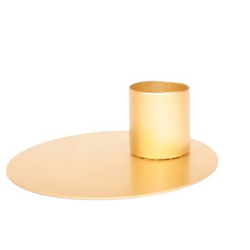 Metal candlestick holder TERENCE for dinner candles, old gold, 4,5cm, Ø12,5cm