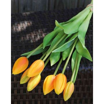 Artificial bouquet of tulips LONA, light orange-green, 18"/45cm, Ø 8"/20cm