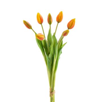 Artificial bouquet of tulips LONA, dark orange-green, 18"/45cm, Ø 8"/20cm