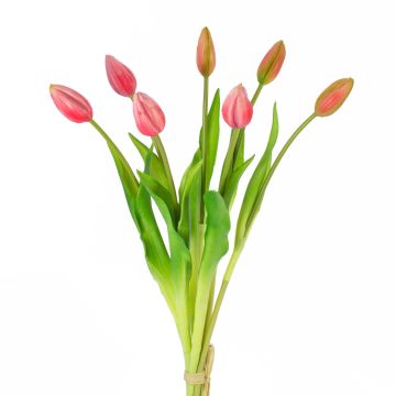 Artificial bouquet of tulips LONA, pink-green, 18"/45cm, Ø 8"/20cm