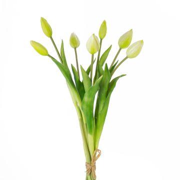 Artificial bouquet of tulips LONA, white-green, 18"/45cm, Ø 8"/20cm