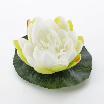Artificial water lily SAFINA, floating, white, 2.8"/7cm, Ø 5.9"/15cm