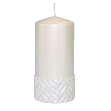 Pillar candle JULIETTA with silk pattern, ivory, 5.9"/15cm, Ø 2.8"/7cm, 63h
