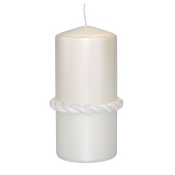 Pillar candle JULIETTA with silk ring, ivory, 5.9"/15cm, Ø 2.8"/7cm, 63h
