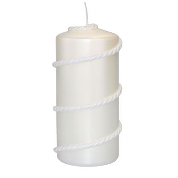 Pillar candle JULIETTA with silk cord, ivory, 5.9"/15cm, Ø 2.8"/7cm, 63h
