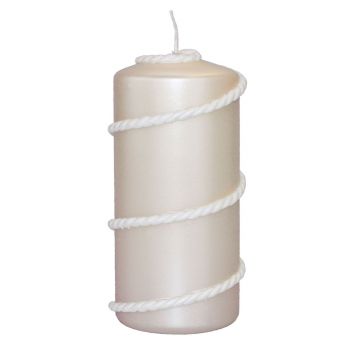 Pillar candle JULIETTA with silk cord, cream, 5.9"/15cm, Ø 2.8"/7cm, 63h