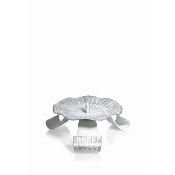 Metal candleholder RAQUEL with spike, for candles Ø2"-2.4"/5-6cm, white-silver, Ø4"/10cm