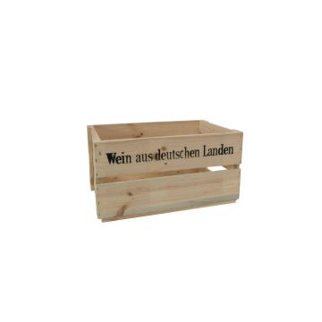 Wine box / wooden box GRETA, natural colour, with inscription, 17.5"x12.6"x9.4"/45x32x24cm