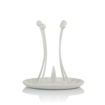 Metal candlestick YASEN with spike, for candles, white, 10cm, Ø10cm