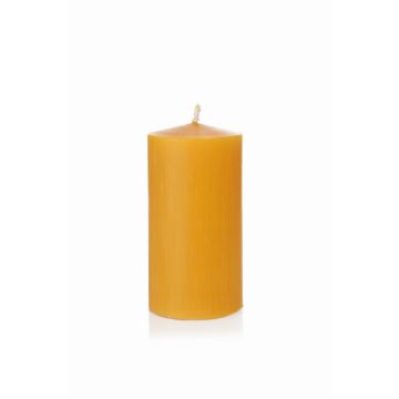 Beeswax candle BABETTE, natural-yellow, 6"/15cm, Ø3.1"/8cm, 90h - Made in Germany