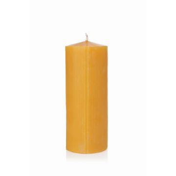 Beeswax candle BABETTE, natural-yellow, 8"/20cm, Ø3.1"/8cm, 120h - Made in Germany