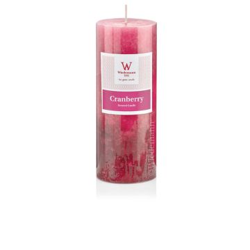 Rustic scented candle ASTRID, Cool Cranberry, pink, 5.1"/13cm, Ø2.7"/6,8cm, 60h