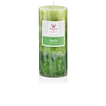 Rustic scented candle ASTRID, Fresh Apple, apple green, 5.1"/13cm, Ø2.7"/6,8cm, 60h