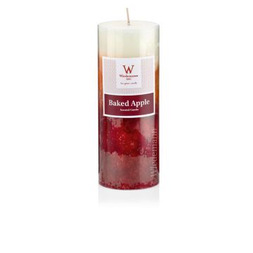 Rustic scented candle ASTRID, Baked Apple, dark red, 5.1"/13cm, Ø2.7"/6,8cm, 60h