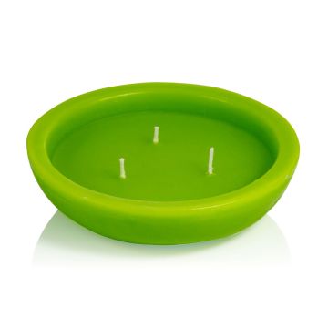 Outdoor floating candle NEREA, 3-wick, apple green, 1.8"/4,5cm, Ø6"/15,8cm, 5,5h