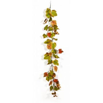 Decorative vine garland ATHINA, green-orange, 6ft/180cm