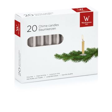 Household candles MEDIALA, 20 pieces, silver, 3.8"/9,6cm, Ø0.5/1,3cm, 1,5h
