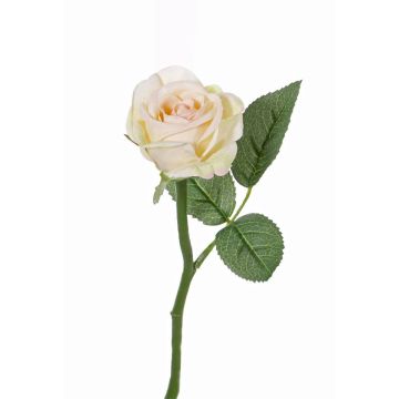 Artificial flower Rose GABI, cream-pink, 10"/25cm, Ø 2"/5cm