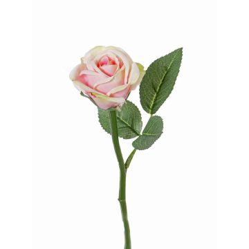 Artificial flower Rose GABI, pink-green, 10"/25cm, Ø 2"/5cm